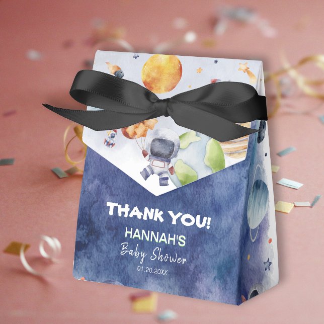 Caixinha De Lembrancinhas Festa de Chá de fraldas do Astronauta Outer Space  (Astronaut Outer Space Boy Baby Shower Party Favor Box)