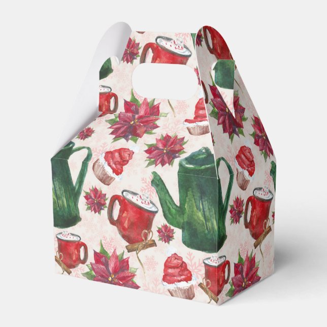 Caixinha De Lembrancinhas Festa de chá Holiday com aquarela (Frente)