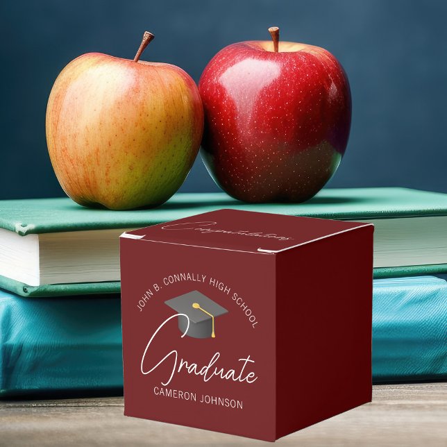 Caixinha De Lembrancinhas Festa de formatura Moderna Burgundy Personalizável (Criador carregado)