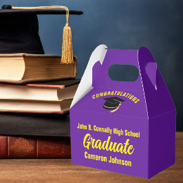 Caixinha De Lembrancinhas Festa de Formatura Personalizada Roxo Amarelo