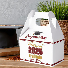 Caixinha De Lembrancinhas Festa de Graduação Maroon Gold Turma de 2026