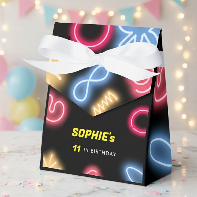 Caixinha De Lembrancinhas festa de laser de aniversário neon maluco com vamo (Criador carregado)