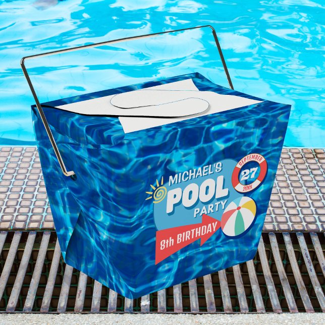 Caixinha De Lembrancinhas Festa de Nadação de Verão Blue Tropical Birday (Criador carregado)