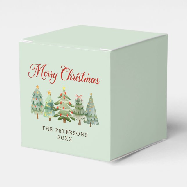 Caixinha De Lembrancinhas Festa de Natal da Elegant Watercolor (Frente)