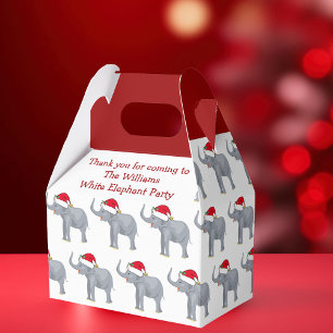 Caixinha De Lembrancinhas Festa de Natal de Elefante Branco Personalizado e 