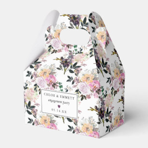 Caixinha De Lembrancinhas Festa de Noivado Floral Rosa Roxo