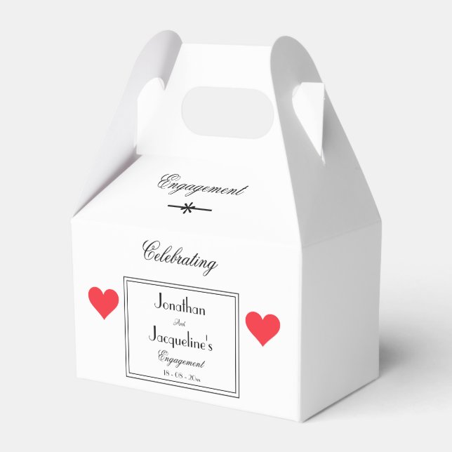 Caixinha De Lembrancinhas Festa de noivado Obrigado, Dom Elegante (Frente)