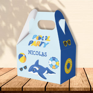 CAIXINHA DE LEMBRANCINHAS FESTA DE PISCINA DE FLUXO ORCA AZUL