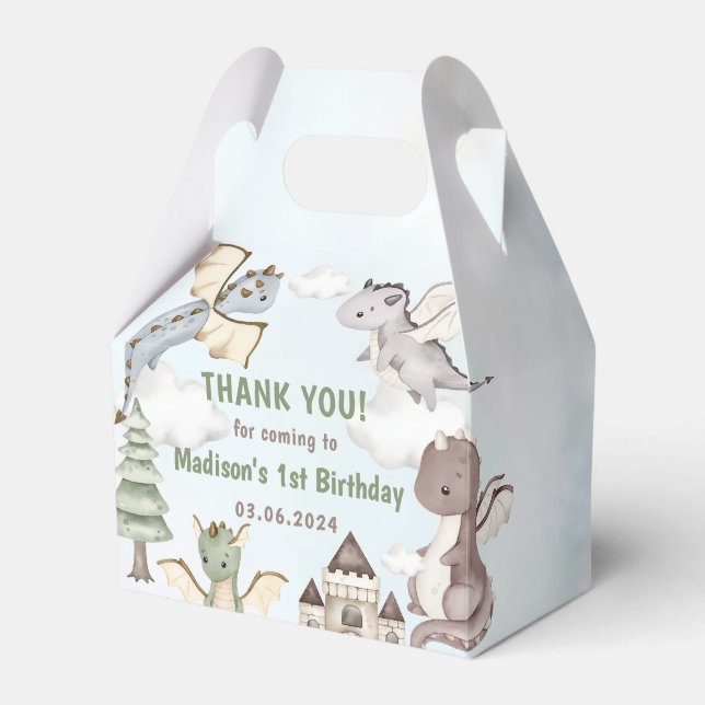 Caixinha De Lembrancinhas Festa de primeiro aniversario de Dragão Cujo (Frente)