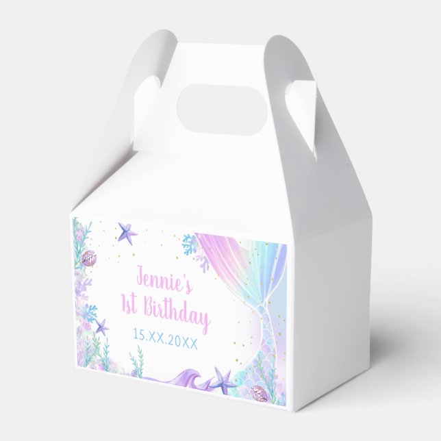 Caixinha De Lembrancinhas Festa de primeiro aniversario de Sereia (Frente)