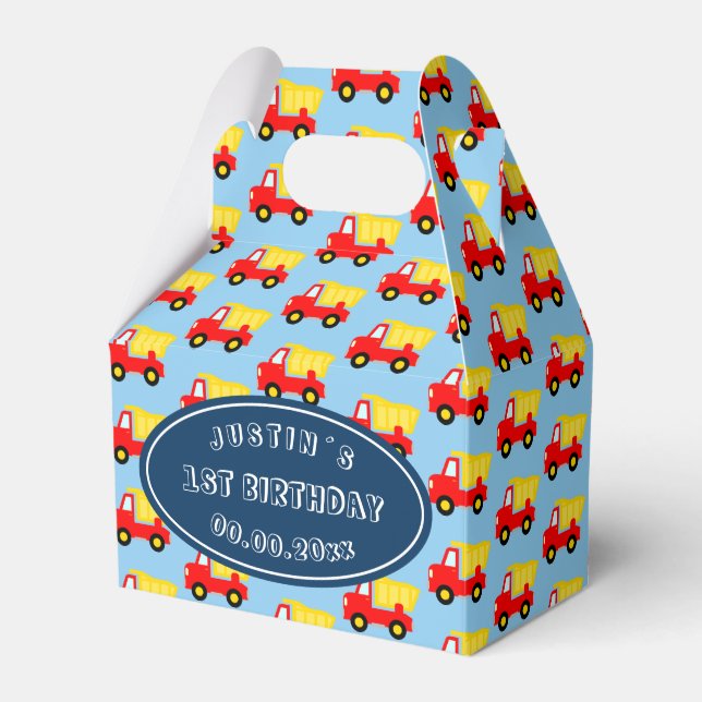 Caixinha De Lembrancinhas Festa de primeiro aniversario do garoto do caminhã (Frente)