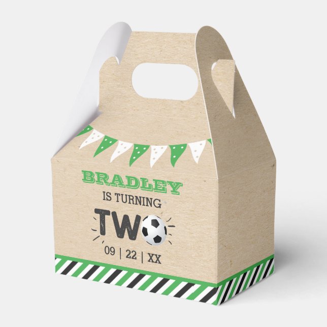 Caixinha De Lembrancinhas Festa de segundo aniversário de Bola de Futebol Al (Frente)
