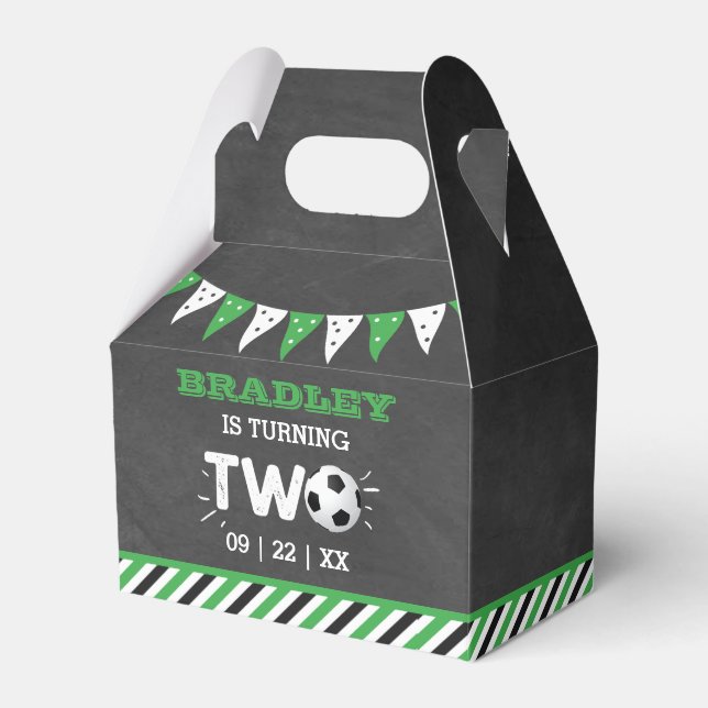 Caixinha De Lembrancinhas Festa de segundo aniversário de Bola de Futebol Al (Frente)