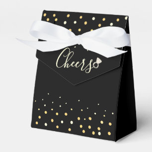 Caixinha De Lembrancinhas Festa de Solteira Black and Gold Cheers Personaliz