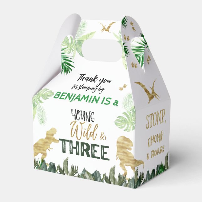 Caixinha De Lembrancinhas Festa do aniversário de 3 anos Dinossauro (Frente)