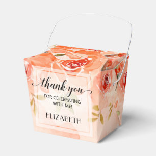 Caixinha De Lembrancinhas Festa Floral Laranja Aquarela