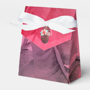 Caixinha De Lembrancinhas Festa Havaiana de Abacaxi com Brilho Tropical Rosa