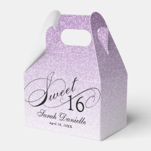 Caixinha De Lembrancinhas Festa Personalizada Light Purple Glitter Sweet 16