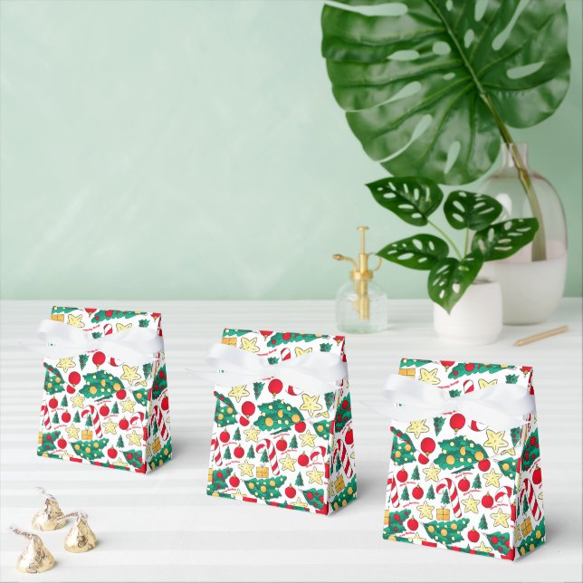 Caixinha De Lembrancinhas Festive Christmas Pattern Favor Box (Múltiplo)