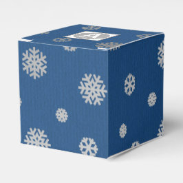 Caixinha De Lembrancinhas Festivo Winter Silver Blue Snowflakes Corporate