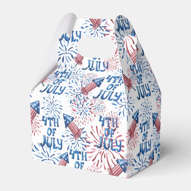 Caixinha De Lembrancinhas Fireworks Red Blue 4th de julho (Verso)