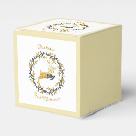 Caixinha De Lembrancinhas First Christmas Deer with Wreath Yellow Customize