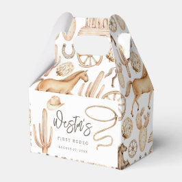 Caixinha De Lembrancinhas First Rodeo Neutral Southern Cowboy Birthday Favor