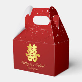 Caixinha De Lembrancinhas Fla de neve de casamento chinês vermelho dupla fel
