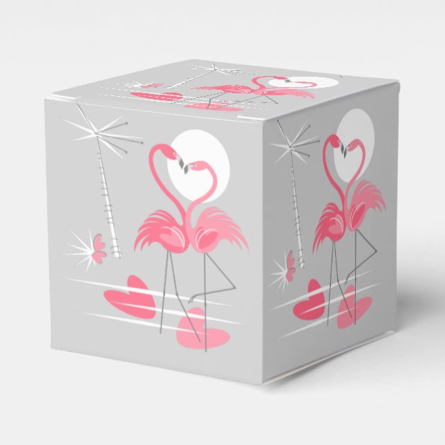 Caixinha De Lembrancinhas Flamingo Love Favor Box Classic (Frente)