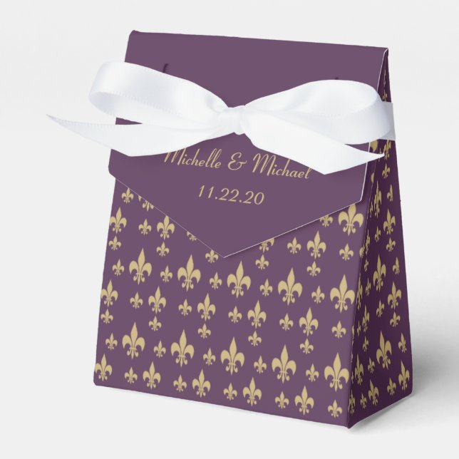 Caixinha De Lembrancinhas Fleur de Lis, Dourado, (Frente)