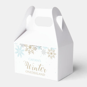 Caixinha De Lembrancinhas Floco de neve azul Dourado de Onederland Winter