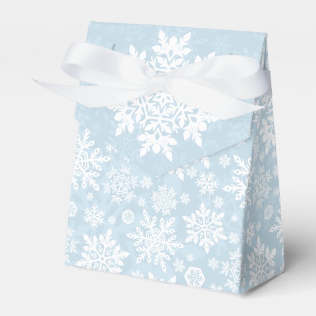 Caixinha De Lembrancinhas Floco de Neve Branco Elegante (Azul Gelo) (Frente)