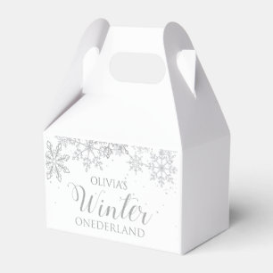 Caixinha De Lembrancinhas Floco de neve primeiro aniversario Silver Snowflak