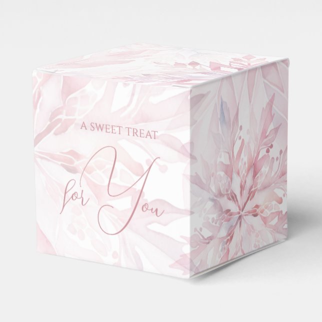 Caixinha De Lembrancinhas Floco de neve rosa-Chá de fraldas de inverno (Frente)