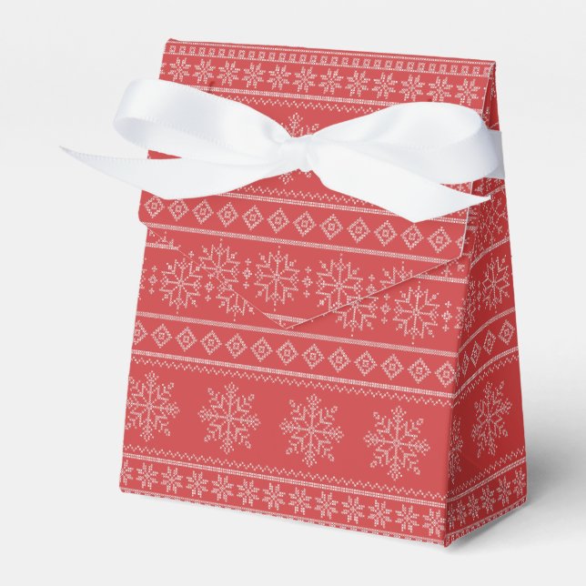 Caixinha De Lembrancinhas Floco de neve vermelho de Natal (Frente)