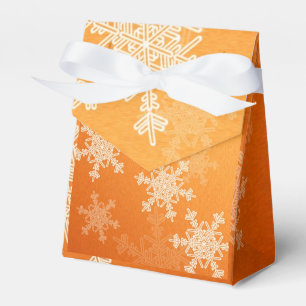 Caixinha De Lembrancinhas Flocos de neve brancos laranja Natal minimalista