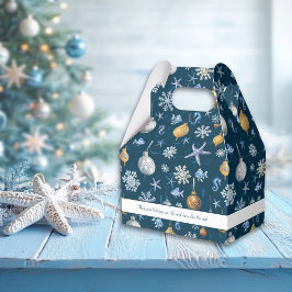 Caixinha De Lembrancinhas Flocos de neve e elementos costeiros náuticos