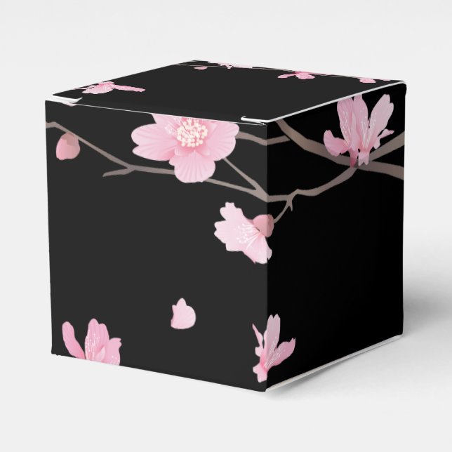 Caixinha De Lembrancinhas Flor de Cereja - Preto (Frente)