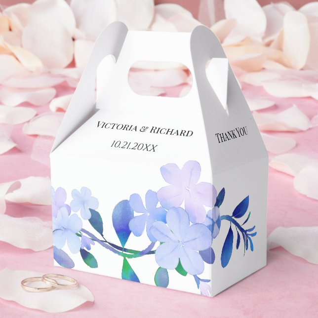 Caixinha De Lembrancinhas flor de folhas e azul em pó rústico em estilo aqua (Casamento)