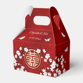 Caixinha De Lembrancinhas Flor de Oriental Branco Vermelho  | Casamento Chin