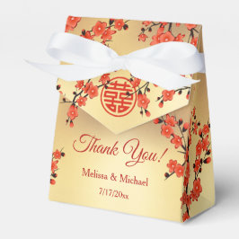Caixinha De Lembrancinhas Flor de Oriente Vermelho Dourado Casamento Chinês 