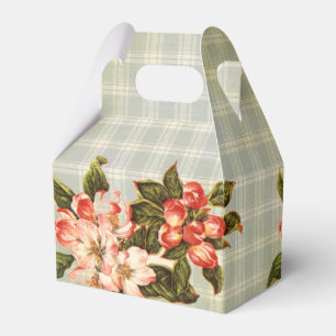 Caixinha De Lembrancinhas Flor e Xadrez da Maçã Vintage