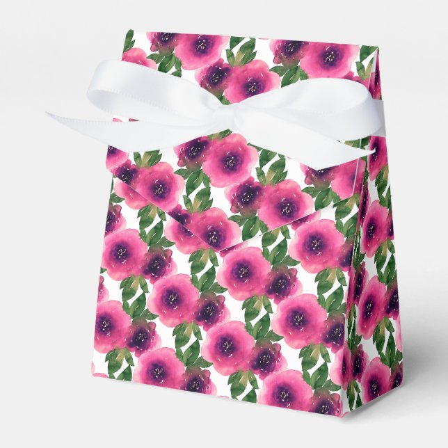Caixinha De Lembrancinhas Flor Rosa Pink Ilusima em Aquarela Presente/ (Frente)