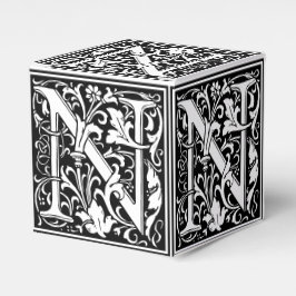 Caixinha De Lembrancinhas Floral alfabeta Monograma - Letra N Azulejo Morris