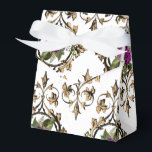 Caixinha De Lembrancinhas Floral Barroco Antigo Ornamentado<br><div class="desc">Caixa de favores com padrão de rosas antigas ornamentais em tons de roxo,  dourado e preto.</div>