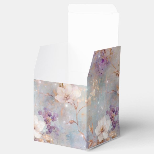 Caixinha De Lembrancinhas Floral branco Dourado (Aberto)