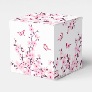 Caixinha De Lembrancinhas Floral Cerejeira E Borboletas Brancas Rosa