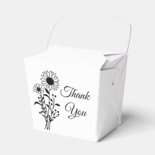 Caixinha De Lembrancinhas Floral Girassóis Negra Casamento Branco Obrigado
