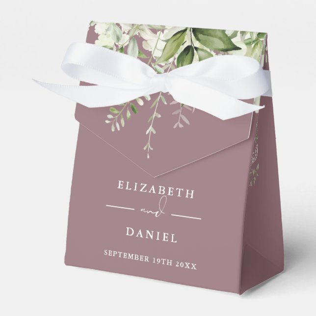 Caixinha De Lembrancinhas Floral Greenery Monograma Mauve Wedding (Frente)