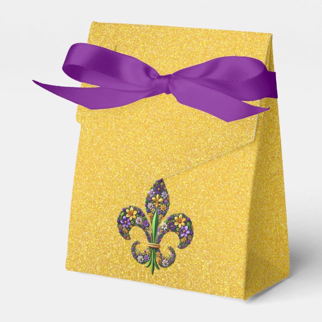 Caixinha De Lembrancinhas Floral Mardi Gras fleur de lis (Frente)